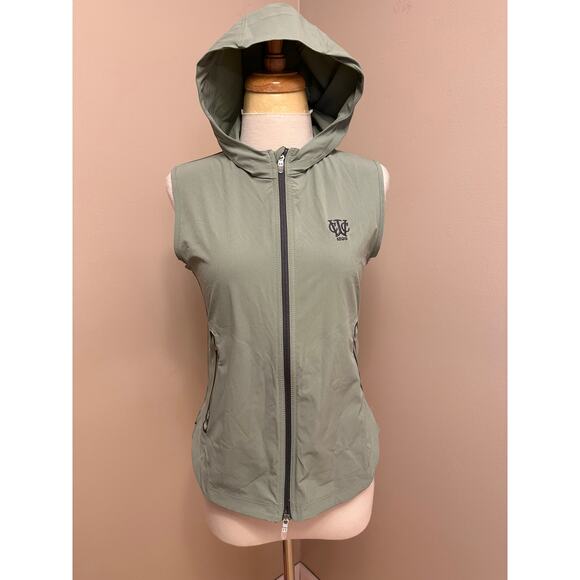 NWT PETER MILLAR Jameson Flex Adapt Women's Full Zip Hooded Vest Thyme Sz Small - Picture 1 of 9
